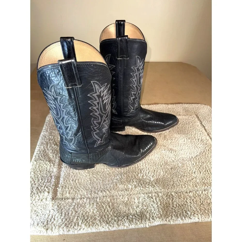Cowboy Boots, Cavenders Black Lizard Skin, Sz 12 D Used Fair Condition